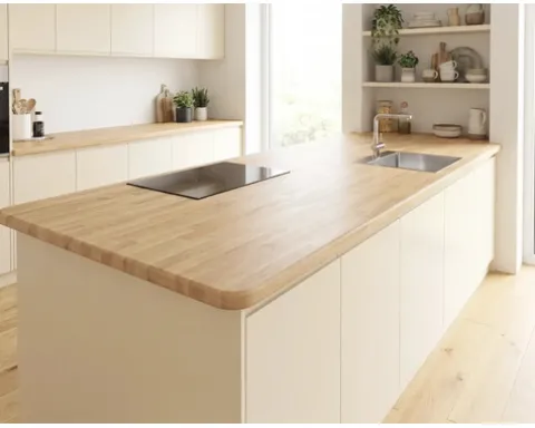 Mehrzweckplatte Buche Natur massiv B/C 1 Längskante gerundet, keilgezinkt 2400 x 600 x 18 mm
