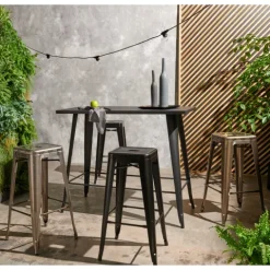Metallhocker in mattem Finish 43 x 43 x 76 cm - Oviala