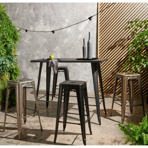 Metallhocker in mattem Finish 43 x 43 x 76 cm - Oviala