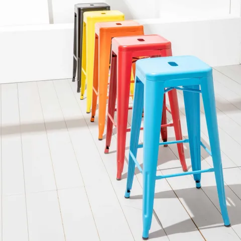 Metallhocker in mattem Finish 43 x 43 x 76 cm - Oviala