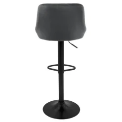 ML-Design Barhocker 4er Set, Bezug aus Samt, Grau, Gepolsterter Barstuhl mit Rückenlehne und Fußstütze, Tresenhocker höhenverstellbar 62-82 cm, 360° drehbar, Bistrohocker Hocker Drehstuhl Barstühle