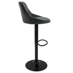 ML-Design Barhocker 4er Set, Bezug aus Samt, Grau, Gepolsterter Barstuhl mit Rückenlehne und Fußstütze, Tresenhocker höhenverstellbar 62-82 cm, 360° drehbar, Bistrohocker Hocker Drehstuhl Barstühle