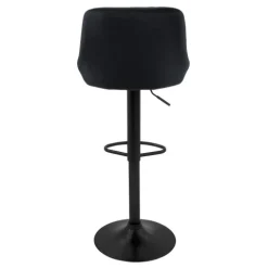 ML-Design Barhocker 4er Set, Bezug aus Samt, Schwarz, Gepolsterter Barstuhl mit Rückenlehne und Fußstütze, Tresenhocker höhenverstellbar 62-82 cm, 360° drehbar, Bistrohocker Hocker Drehstuhl Barstühle