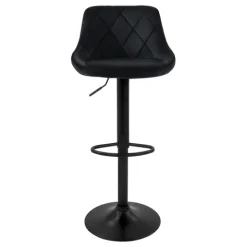 ML-Design Barhocker 4er Set, Bezug aus Samt, Schwarz, Gepolsterter Barstuhl mit Rückenlehne und Fußstütze, Tresenhocker höhenverstellbar 62-82 cm, 360° drehbar, Bistrohocker Hocker Drehstuhl Barstühle
