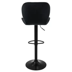 ML-Design Barhocker 4er Set, Bezug aus Samt, Schwarz, Gepolsterter Barstuhl mit Rückenlehne und Fußstütze, Tresenhocker höhenverstellbar 59-79cm, 360° drehbar, Bistrohocker Hocker Drehstuhl Barstühle
