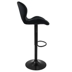 ML-Design Barhocker 4er Set, Bezug aus Samt, Schwarz, Gepolsterter Barstuhl mit Rückenlehne und Fußstütze, Tresenhocker höhenverstellbar 59-79cm, 360° drehbar, Bistrohocker Hocker Drehstuhl Barstühle
