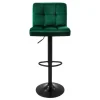 ML-Design Barhocker 4er Set, Bezug aus Samt, Grün, Gepolsterter Barstuhl mit Rückenlehne und Fußstütze, Tresenhocker höhenverstellbar 63-83cm, 360° drehbar, Bistrohocker Hocker Drehstuhl Barstühle