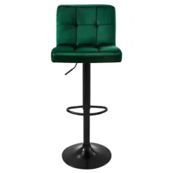 ML-Design Barhocker 4er Set, Bezug aus Samt, Grün, Gepolsterter Barstuhl mit Rückenlehne und Fußstütze, Tresenhocker höhenverstellbar 63-83cm, 360° drehbar, Bistrohocker Hocker Drehstuhl Barstühle