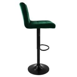 ML-Design Barhocker 4er Set, Bezug aus Samt, Grün, Gepolsterter Barstuhl mit Rückenlehne und Fußstütze, Tresenhocker höhenverstellbar 63-83cm, 360° drehbar, Bistrohocker Hocker Drehstuhl Barstühle