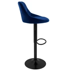ML-Design Barhocker 4er Set, Bezug aus Samt, Blau, Gepolsterter Barstuhl mit Rückenlehne und Fußstütze, Tresenhocker höhenverstellbar 62-82 cm, 360° drehbar, Bistrohocker Hocker Drehstuhl Barstühle