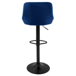 ML-Design Barhocker 4er Set, Bezug aus Samt, Blau, Gepolsterter Barstuhl mit Rückenlehne und Fußstütze, Tresenhocker höhenverstellbar 62-82 cm, 360° drehbar, Bistrohocker Hocker Drehstuhl Barstühle