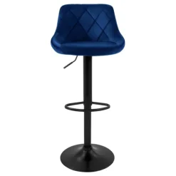 ML-Design Barhocker 4er Set, Bezug aus Samt, Blau, Gepolsterter Barstuhl mit Rückenlehne und Fußstütze, Tresenhocker höhenverstellbar 62-82 cm, 360° drehbar, Bistrohocker Hocker Drehstuhl Barstühle