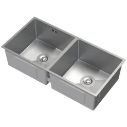 ML-Design Doppelspülbecken Edelstahl 81,5 x 40 cm, Küchenspüle rechteckig, 2 Becken, Einbauspüle Unterbauspüle, Edelstahlspüle mit Ab- und Überlaufgarnitur, Doppelbecken mit Siphon, Waschbecken Küche