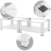 ML-Design Doppel Waschmaschinen Untergestell mit 2 Ablagen, Weiß, 128x54 cm, Stahl, 2x 150kg, Stabiler Waschmaschinensockel 2-Fach, 32cm hohes Podest, Erhöhung Unterbau Doppeluntergestell Doppelpodest