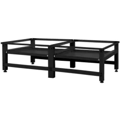 ML-Design Doppel Waschmaschinen-Untergestell mit 2 ausziehbaren Ablagen, Schwarz, Stahl, bis 2x 150kg + 10 kg, verstellbare Füße, Waschmaschinensockel 2-Fach, Doppeluntergestell Doppelpodest Erhöhung