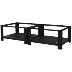 ML-Design Doppel Waschmaschinen Untergestell mit 2 Ablagen, Schwarz 128x54cm Stahl, 2x 150kg, Stabiler Waschmaschinensockel 2-Fach, 32cm hohes Podest, Erhöhung Unterbau Doppeluntergestell Doppelpodest