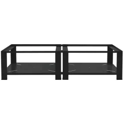 ML-Design Doppel Waschmaschinen Untergestell mit 2 Ablagen, Schwarz 128x54cm Stahl, 2x 150kg, Stabiler Waschmaschinensockel 2-Fach, 32cm hohes Podest, Erhöhung Unterbau Doppeluntergestell Doppelpodest