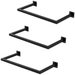 ML-Design 3er Set Kleiderstange Rechteck für die Wand, T30cm x B60cm, Schwarz, aus Stahl, Garderobenstange U-Form, Kleiderständer Wandmontage, Kleidergestell Garderobenhalter, inkl. Montagematerial