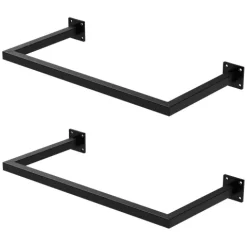ML-Design 2er Set Kleiderstange Rechteck für die Wand, T30cm x B60cm, Schwarz, aus Stahl, Garderobenstange U-Form, Kleiderständer Wandmontage, Kleidergestell Garderobenhalter, inkl. Montagematerial