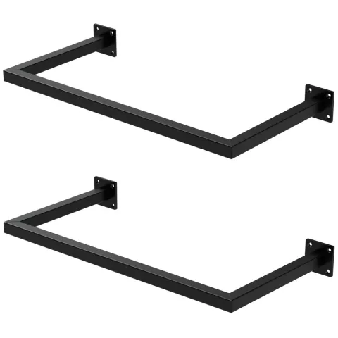 ML-Design 2er Set Kleiderstange Rechteck für die Wand, T30cm x B60cm, Schwarz, aus Stahl, Garderobenstange U-Form, Kleiderständer Wandmontage, Kleidergestell Garderobenhalter, inkl. Montagematerial