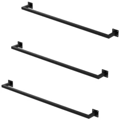 ML-Design 3er Set Kleiderstange Rechteck für die Wand, T12cm x B110cm, Schwarz, aus Stahl, Garderobenstange U-Form, Kleiderständer Wandmontage, Kleidergestell Garderobenhalter, inkl. Montagematerial