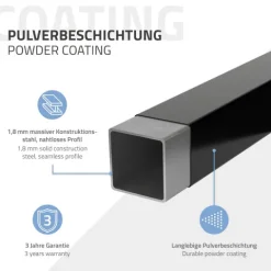 ML-Design 2er Set Kleiderstange Rechteck für die Wand, T12cm x B60cm, Schwarz, aus Stahl, Garderobenstange U-Form, Kleiderständer Wandmontage, Kleidergestell Garderobenhalter, inkl. Montagematerial