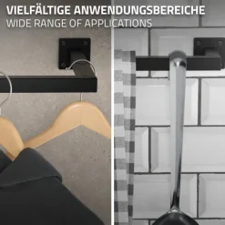 ML-Design 3er Set Kleiderstange Übereck für die Wand, T30cm x B110cm, Schwarz, aus Stahl, Garderobenstange L-Form, Kleiderständer Wandmontage, Kleidergestell Garderobenhalter, inkl. Montagematerial