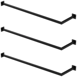 ML-Design 3er Set Kleiderstange Übereck für die Wand, T30cm x B110cm, Schwarz, aus Stahl, Garderobenstange L-Form, Kleiderständer Wandmontage, Kleidergestell Garderobenhalter, inkl. Montagematerial