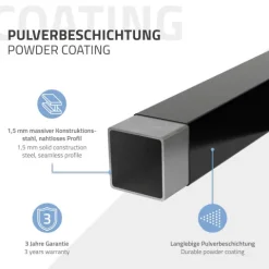 ML-Design 2er Set Kleiderstange Rechteck für die Wand, T12cm x B110cm, Schwarz, aus Stahl, Garderobenstange U-Form, Kleiderständer Wandmontage, Kleidergestell Garderobenhalter, inkl. Montagematerial
