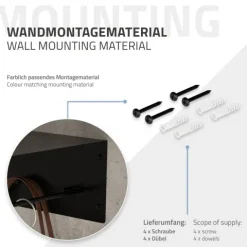 ML-Design 3er Set Wandgarderobe mit Hakenleiste, Kleiderstange & Hutablage, 60x30x15 cm, Schwarz, Metall Flurgarderobe für Jacken & Mäntel, Garderobe, Wandmontage, Garderobenpaneel hängend für Eingang