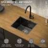 ML-Design Spülbecken Edelstahl 34x40 cm Anthrazit, Küchenspüle eckig, 1 Becken, Einbauspüle Unterbauspüle, Edelstahlspüle mit Ab- und Überlaufgarnitur, Einzelbecken mit Siphon, Waschbecken Küche Spüle