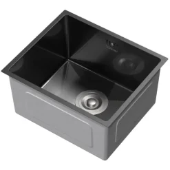 ML-Design Spülbecken Edelstahl 34x40 cm Anthrazit, Küchenspüle eckig, 1 Becken, Einbauspüle Unterbauspüle, Edelstahlspüle mit Ab- und Überlaufgarnitur, Einzelbecken mit Siphon, Waschbecken Küche Spüle
