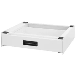 ML-Design Verbindungsrahmen für Waschmaschine und Trockner mit ausziehbarer Schublade, aus Stahl, 60,5x54cm, Weiß, rutschfest, Zwischenbausatz Universal Zwischenrahmen Zwischenbaurahmen Trocknersäule