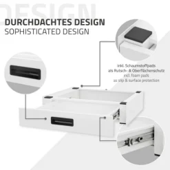 ML-Design Verbindungsrahmen für Waschmaschine und Trockner mit ausziehbarer Schublade, aus Stahl, 60,5x54cm, Weiß, rutschfest, Zwischenbausatz Universal Zwischenrahmen Zwischenbaurahmen Trocknersäule