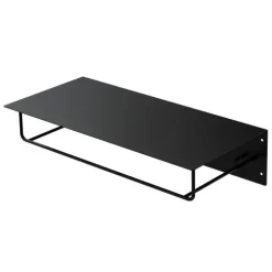 ML-Design Wandgarderobe mit Hakenleiste, Kleiderstange & Hutablage, 60x30x15 cm, Schwarz, Metall Flurgarderobe für Jacken & Mäntel, Garderobe, Wandmontage, Garderobenpaneel hängend für Eingang & Flur