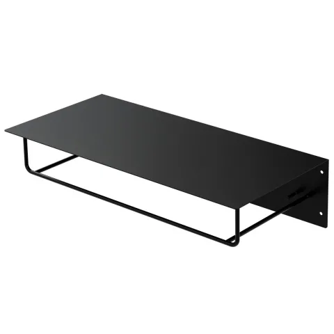 ML-Design Wandgarderobe mit Hakenleiste, Kleiderstange & Hutablage, 60x30x15 cm, Schwarz, Metall Flurgarderobe für Jacken & Mäntel, Garderobe, Wandmontage, Garderobenpaneel hängend für Eingang & Flur