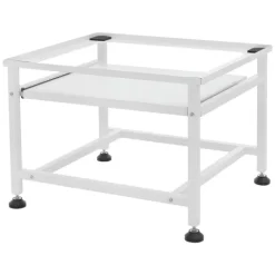 ML-Design Waschmaschinen-Untergestell mit ausziehbarer Ablage, Weiß, 62,5x53,5x45 cm, aus Stahl, bis 150kg, höhenverstellbaren Füße, Waschmaschinensockel Trocknersockel Podest Unterschrank Erhöhung
