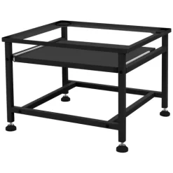 ML-Design Waschmaschinen-Untergestell mit ausziehbarer Ablage, Schwarz, 62,5x53,5x45 cm, aus Stahl, bis 150kg, höhenverstellbaren Füße, Waschmaschinensockel Trocknersockel Podest Unterschrank Erhöhung