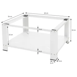 ML-Design Waschmaschinen Untergestell mit Ablage 63x54 cm Stahl Weiß bis 150kg, Waschmaschinen-Unterschrank, Stabiler Waschmaschinensockel, 32cm hohes Podest Erhöhung Unterbau für Trockner/Kühlschrank
