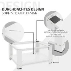 ML-Design Waschmaschinen Untergestell mit Ablage 63x54 cm Stahl Weiß bis 150kg, Waschmaschinen-Unterschrank, Stabiler Waschmaschinensockel, 32cm hohes Podest Erhöhung Unterbau für Trockner/Kühlschrank