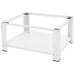 ML-Design Waschmaschinen Untergestell mit Ablage 63x54 cm Stahl Weiß bis 150kg, Waschmaschinen-Unterschrank, Stabiler Waschmaschinensockel, 32cm hohes Podest Erhöhung Unterbau für Trockner/Kühlschrank