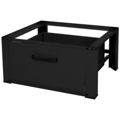 ML-Design Waschmaschinen Untergestell mit Schublade 63x54cm Stahl Schwarz bis 150kg, Waschmaschinen-Unterschrank, Stabiler Waschmaschinensockel, H=31,5cm Podest Erhöhung Unterbau Trockner/Kühlschrank