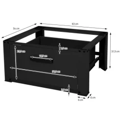 ML-Design Waschmaschinen Untergestell mit Schublade 63x54cm Stahl Schwarz bis 150kg, Waschmaschinen-Unterschrank, Stabiler Waschmaschinensockel, H=31,5cm Podest Erhöhung Unterbau Trockner/Kühlschrank