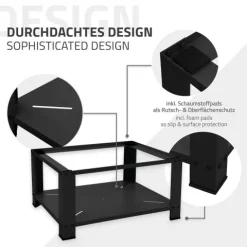 ML-Design Waschmaschinen Untergestell mit Ablage 63x54 cm Stahl Schwarz bis 150kg, Waschmaschinen-Unterschrank, Stabiler Waschmaschinensockel, 32cm hohes Podest Erhöhung Unterbau Trockner/Kühlschrank