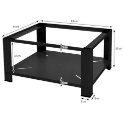 ML-Design Waschmaschinen Untergestell mit Ablage 63x54 cm Stahl Schwarz bis 150kg, Waschmaschinen-Unterschrank, Stabiler Waschmaschinensockel, 32cm hohes Podest Erhöhung Unterbau Trockner/Kühlschrank
