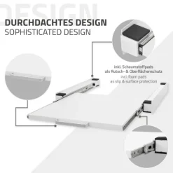ML-Design Zwischenbaurahmen mit Ausziehplatte aus Stahl, 60x60 cm, Weiß, Verbindungsrahmen für Waschmaschine / Trockner, Zwischenbausatz mit Auszug als Ablage für Wäschekorb, Zwischenrahmen Universal