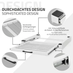 ML-Design Zwischenbaurahmen mit Wäscheleine, Stahl 60,5x54,5cm Weiß, Waschmaschine/Trockner Verbindungsrahmen, Zwischenbausatz mit ausziehbarer Handtuchhalter, Zwischenrahmen Universal, Trocknersäule