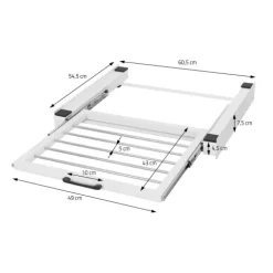 ML-Design Zwischenbaurahmen mit Wäscheleine, Stahl 60,5x54,5cm Weiß, Waschmaschine/Trockner Verbindungsrahmen, Zwischenbausatz mit ausziehbarer Handtuchhalter, Zwischenrahmen Universal, Trocknersäule