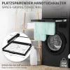 ML-Design Zwischenbaurahmen mit Wäscheleine Stahl 60,5x54,5cm Schwarz, Waschmaschine/Trockner Verbindungsrahmen Zwischenbausatz mit ausziehbarer Handtuchhalter Trocknersäule Zwischenrahmen Universal