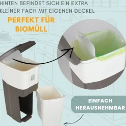 Mülleimer Küche 3 Fächer Groß Mülltrennsystem 70 Mülltrennung Mülltrenner Abfallsammler Müllsortierer 3Fach Müllsystem Küche Abfall & Recycling